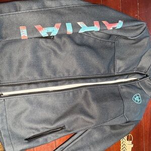 Ariat Charcoal Jacket with Vibrant Sleeve Design